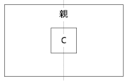 親の水平方向中央に揃えた C の例。