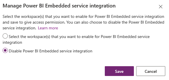 Power BI Embedded サービスを無効化する。