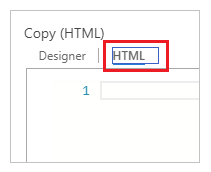 HTML タブを選択します