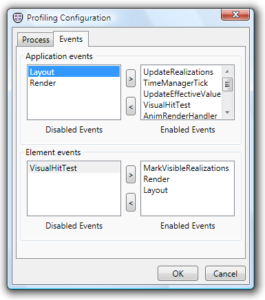 Visual Profiler configuration settings