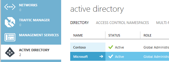 使用可能な Active Directory エントリの一覧