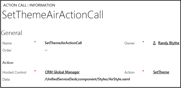 空気のテーマのアクション コール定義