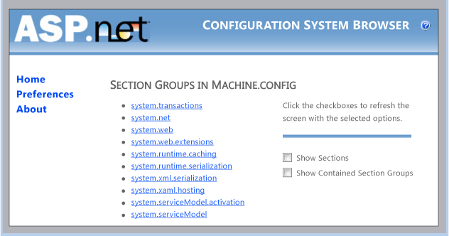 Configuration Browser Home Page