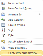 Extending the context menu in a table view
