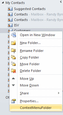 Extending the context menu for a folder