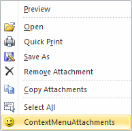 Extending the context menu for attachments