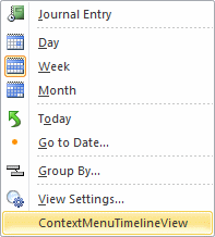 Extending the context menu in a timeline view