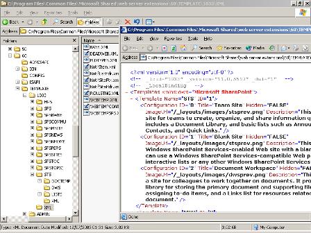 WEBTEMP.XML ファイル スクリーン