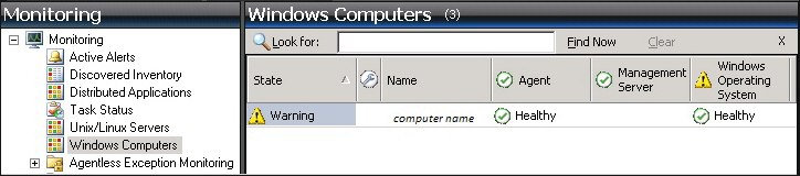 Windows コンピューターの監視表示
