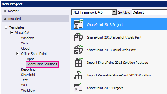 SharePoint プロジェクトの Visual Studio テンプレート