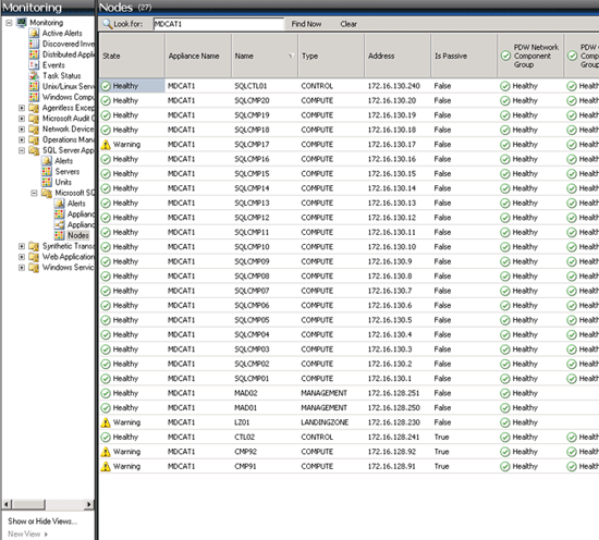 A screenshot of the Monitoring window, showing Nodes.