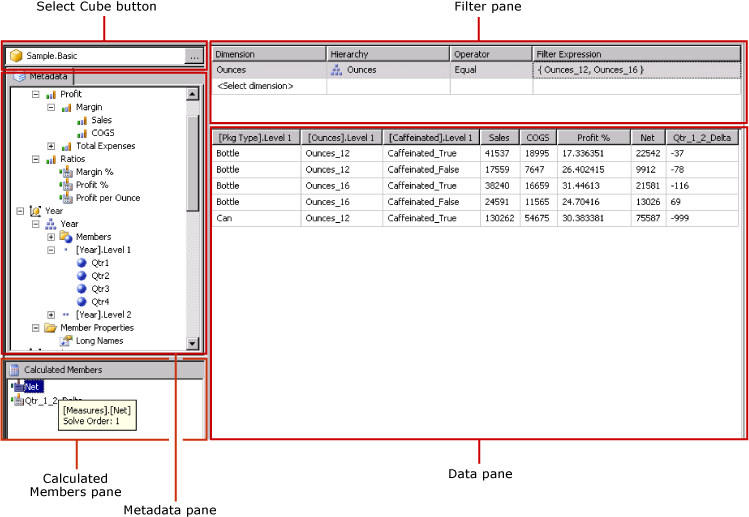 Hyperion Essbase クエリ デザイナーのユーザー インターフェイス Sql Server Reporting Services Ssrs Microsoft Docs