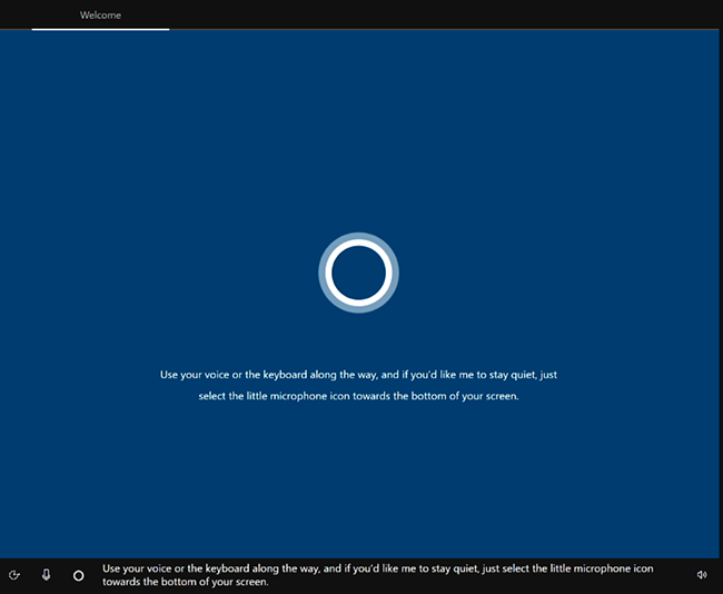 Cortana は、プロセスをガイドするために有効になっています。