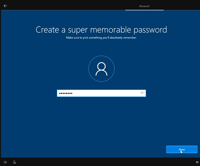 このスクリーンショットは、ローカル管理者アカウントの記憶に残るパスワードを入力するフィールドを示しています。