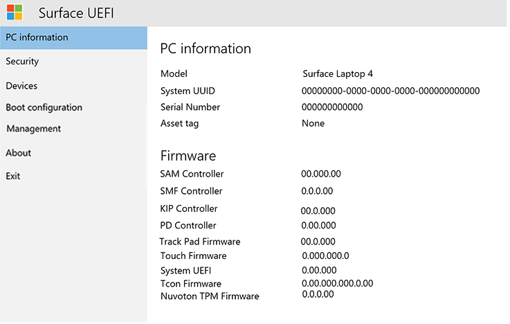 Surface Uefi の設定の管理 Microsoft Docs