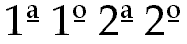 Screenshot that shows the number 1 with a small underlined letter A next to it and top aligned. It shows the same with 1 O, 2 A, and 2 O.
