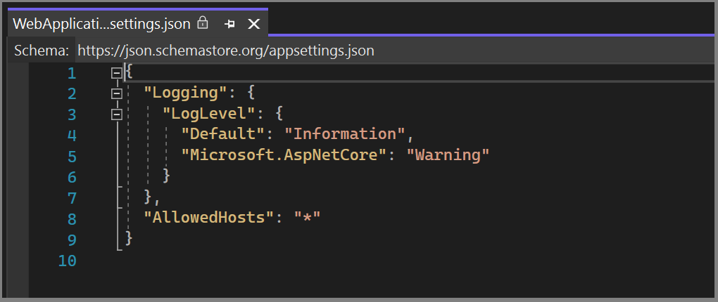 Visual Studio で表示するために開いたファイルのスクリーンショット。