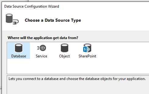 Visual Studio のデータ ソース構成ウィザード