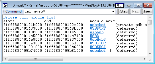 Screenshot of module list after clicking the link in DML output.