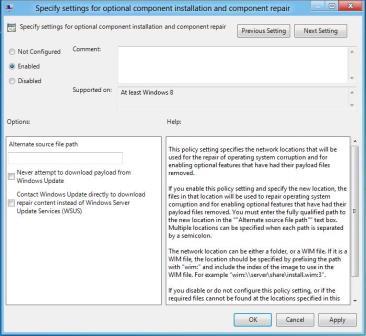 group policy setting features on demand