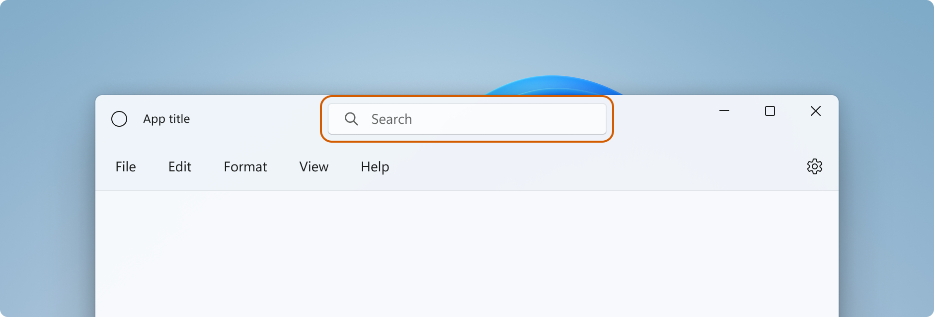 A Windows app with a search box in the title bar