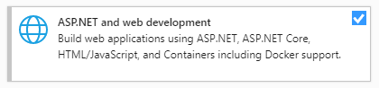 Screenshot of the web development workload in Visual Studio.