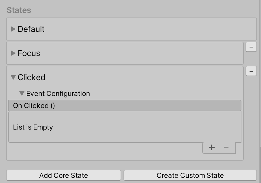 Click state component in the Inspector