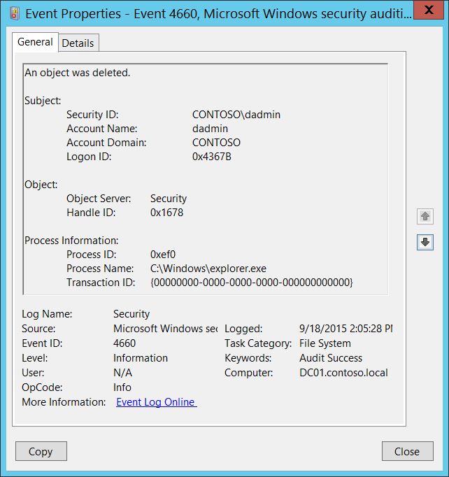 4660 S オブジェクトが削除されました Windows 10 Windows Security Microsoft Docs
