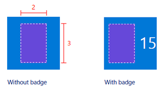 バッジがあるアセットとバッジがないアセットのサイズ調整
