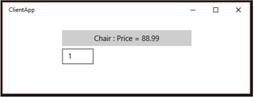 Chair : price = 88.99 を表示するサンプル アプリ