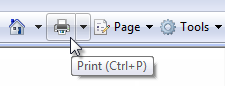 ツールヒント 'Print (Ctrl + P)' が表示された [印刷] ボタンを示すスクリーンショット。