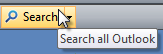 'すべての Outlook を検索' ツールヒントのスクリーン ショット 