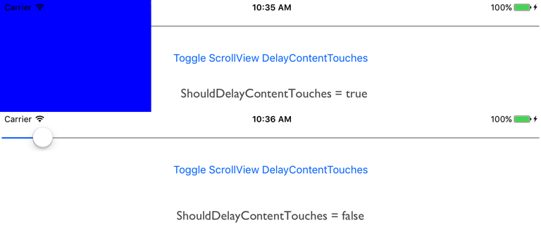 ScrollView でのプラットフォーム固有のコンテンツ タッチ遅延