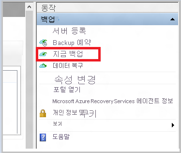 Screenshot shows how to go to the Back Up Now pane.
