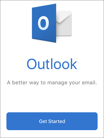 시작하기 버튼이 있는 Outlook 스크린샷