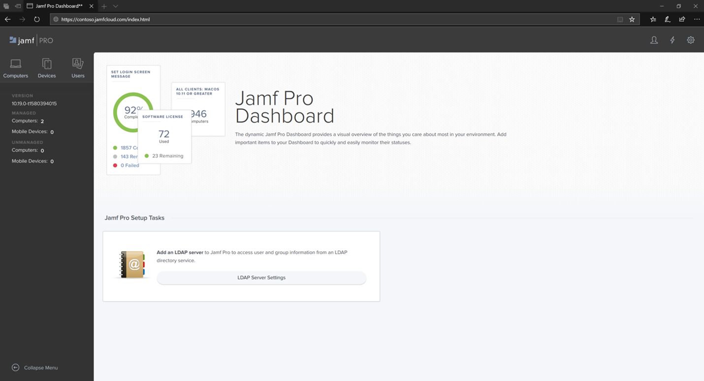 Jamf Pro 대시보드2의 이미지입니다.