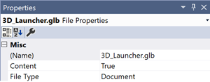Select the .glb in your solution explorer and use the properties section to mark it as 
