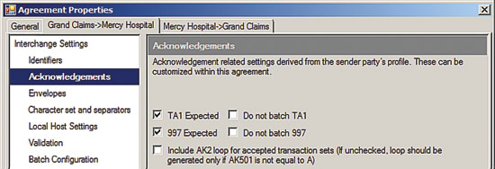 image: Configuring acknowledgments on an Agreement