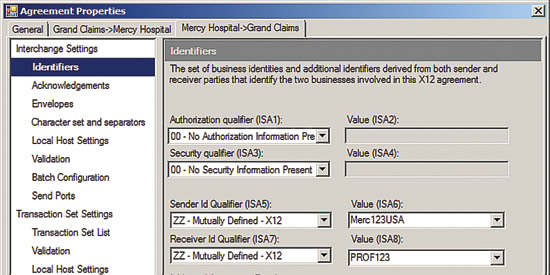 image: Configuring ISA Envelope Settings on an Agreement