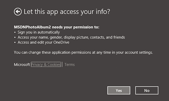 Requesting User Consent to Access OneDrive