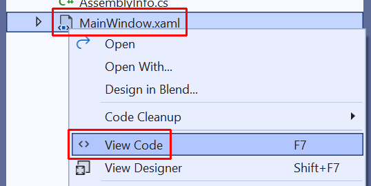 View MainWindow code.