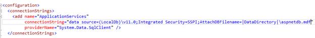 Visual Studio 2013 마이그레이션할 연결 문자열을 변경하는 스크린샷