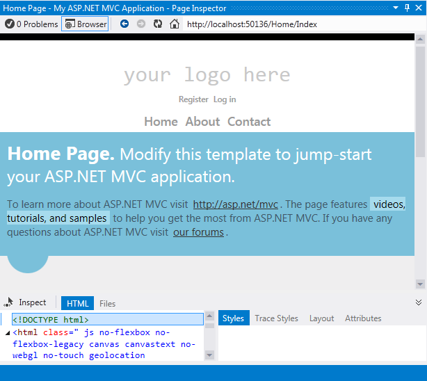 페이지 검사기 MVC 애플리케이션 ASP.NET