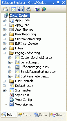 PagingAndSorting 폴더 만들기 및 자습서 ASP.NET 페이지 추가