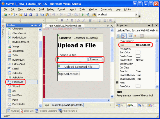 ASP.NET 페이지에 FileUpload 컨트롤 추가