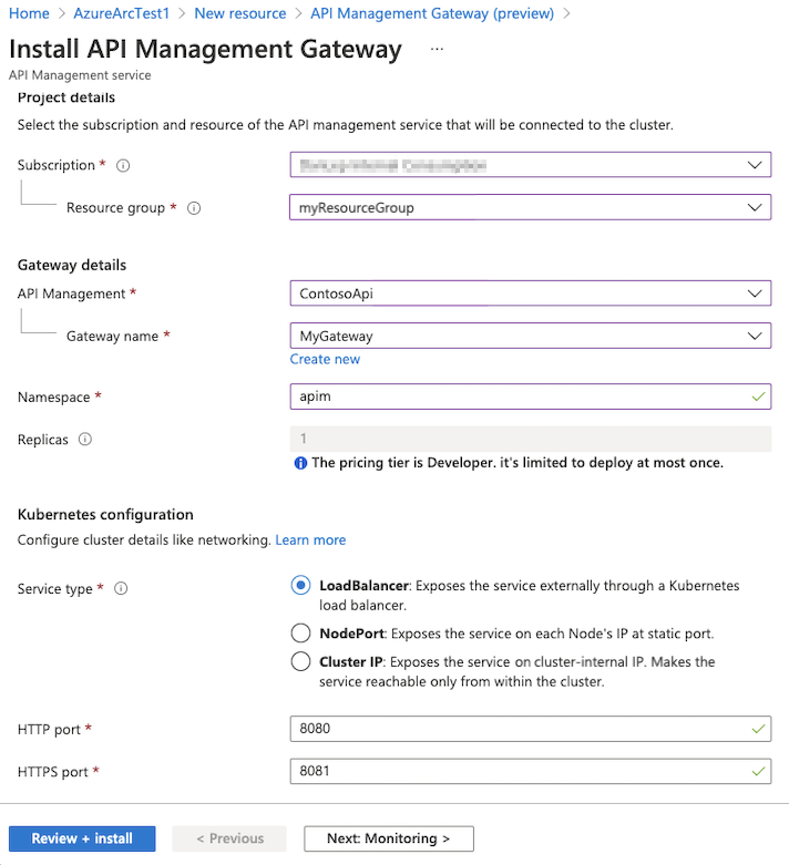 Screenshot of deploying the extension in Azure portal