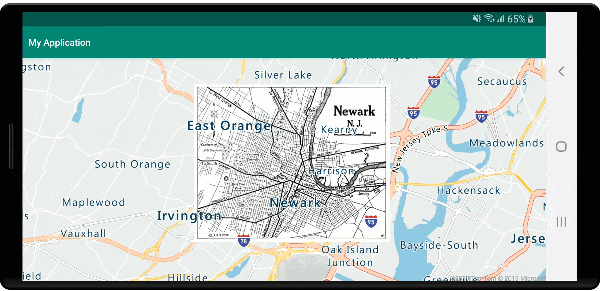 이미지 계층을 사용하여 오버레이된 1922년 뉴저지, 뉴어크 지도