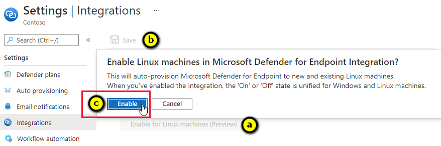 Confirming the integration between Defender for Cloud and Microsoft's EDR solution, Microsoft Defender for Endpoint for Linux