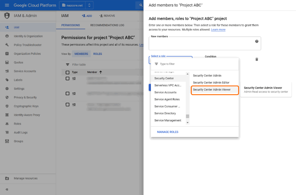 Setting the relevant GCP permissions.