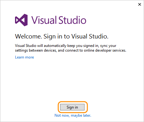 Sign in to Visual Studio